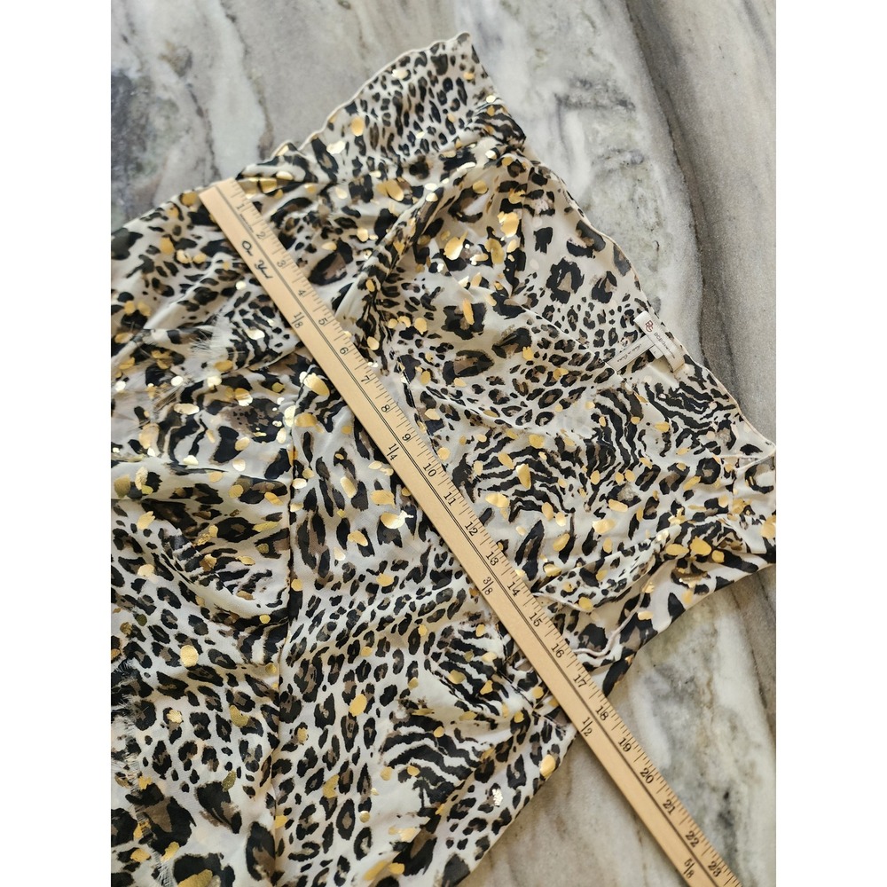 Y2K BCBG Leopard Print Gold Metallic Foil Cowl Neck Blouse Top Boho Festival - Picture 9 of 10